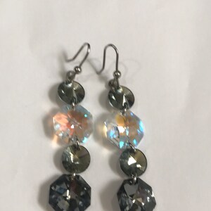 Sterling Silver Rhinestone Crystals Dangle Earrings
