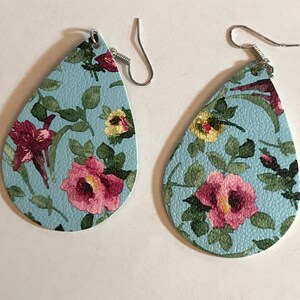 Light Blue Floral Theme Dangle Earrings