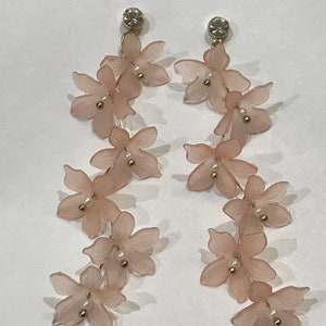 Light Pink Flowers Floral Theme Dangle Earrings