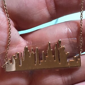 Goldtone New York City Skyline Bar Adjustable 16”- 20” Necklace