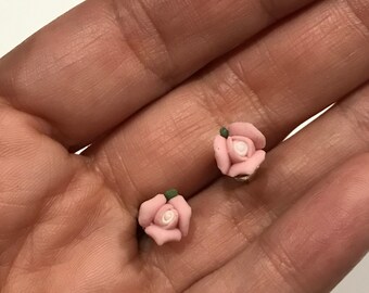 Dainty little Porcelain Pink flower earrings