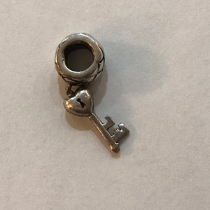 Authentic Retired Pandora Skeleton Key Dangle Hanging Charm Bead