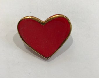 Ceramic Red and Gold Heart Shaped Brooch