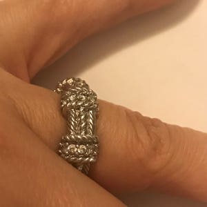 Judith Ripka Sterling Silver Band Cz Stones Size 6