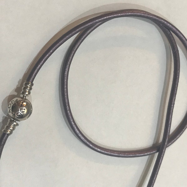 Authentic Pandora Pearlized Leather 20.5” Wrap Around Bracelet or Necklace