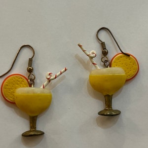 Daiquiri Orange Fruity Drink Dangle Earrings