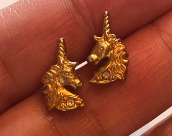 Goldtone Unicorn Post Earrings