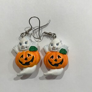 Halloween themed Jack o Lantern Ghost Dangle Earrings