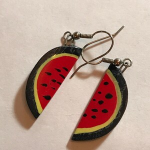 Wooden Watermelon Dangle Earrings