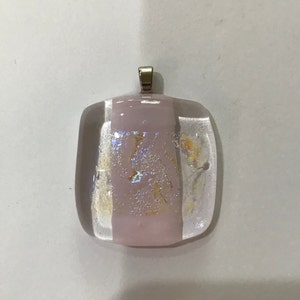 Clear with Iridescent and Pink Glass Pendant