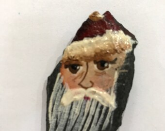 Hand Painted Santa Claus Slate Brooch