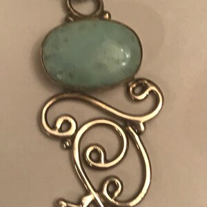 Sterling Silver Larimar Unique Design 2.5” Pendant