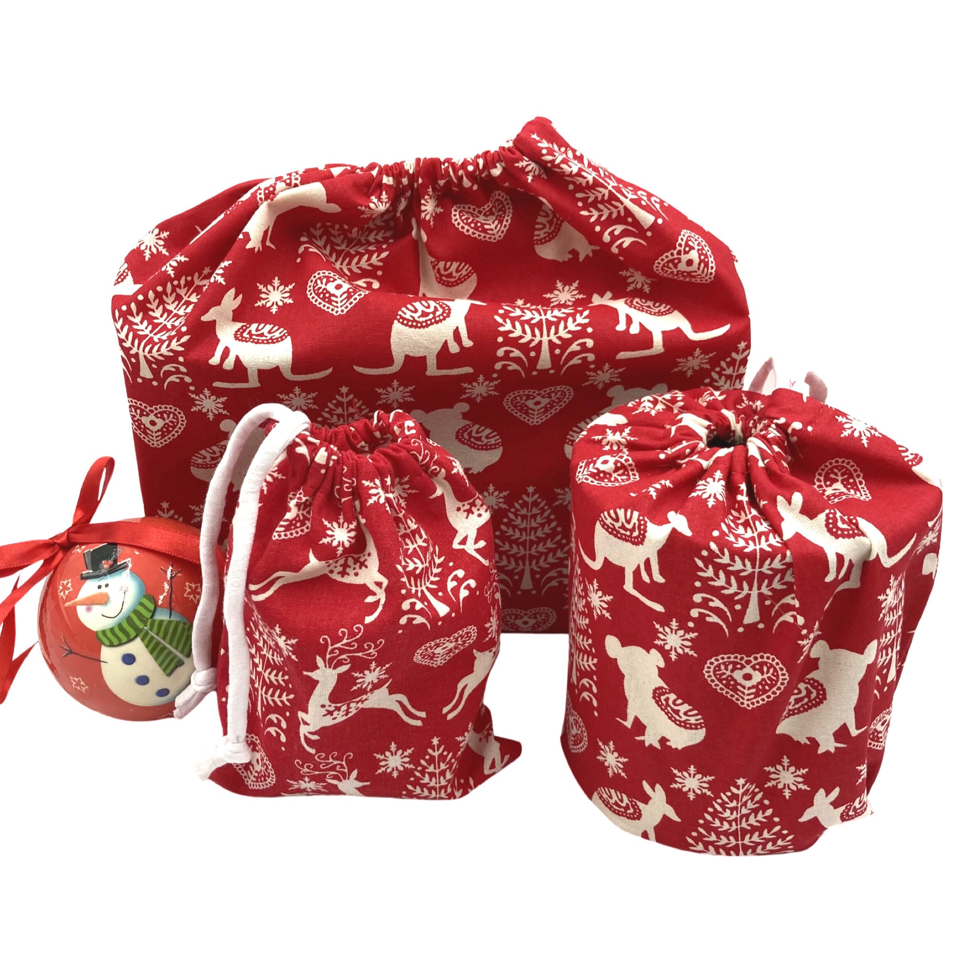 Christmas Bags Resuable Gift Bags Christmas Fabric Fabric - Etsy Australia