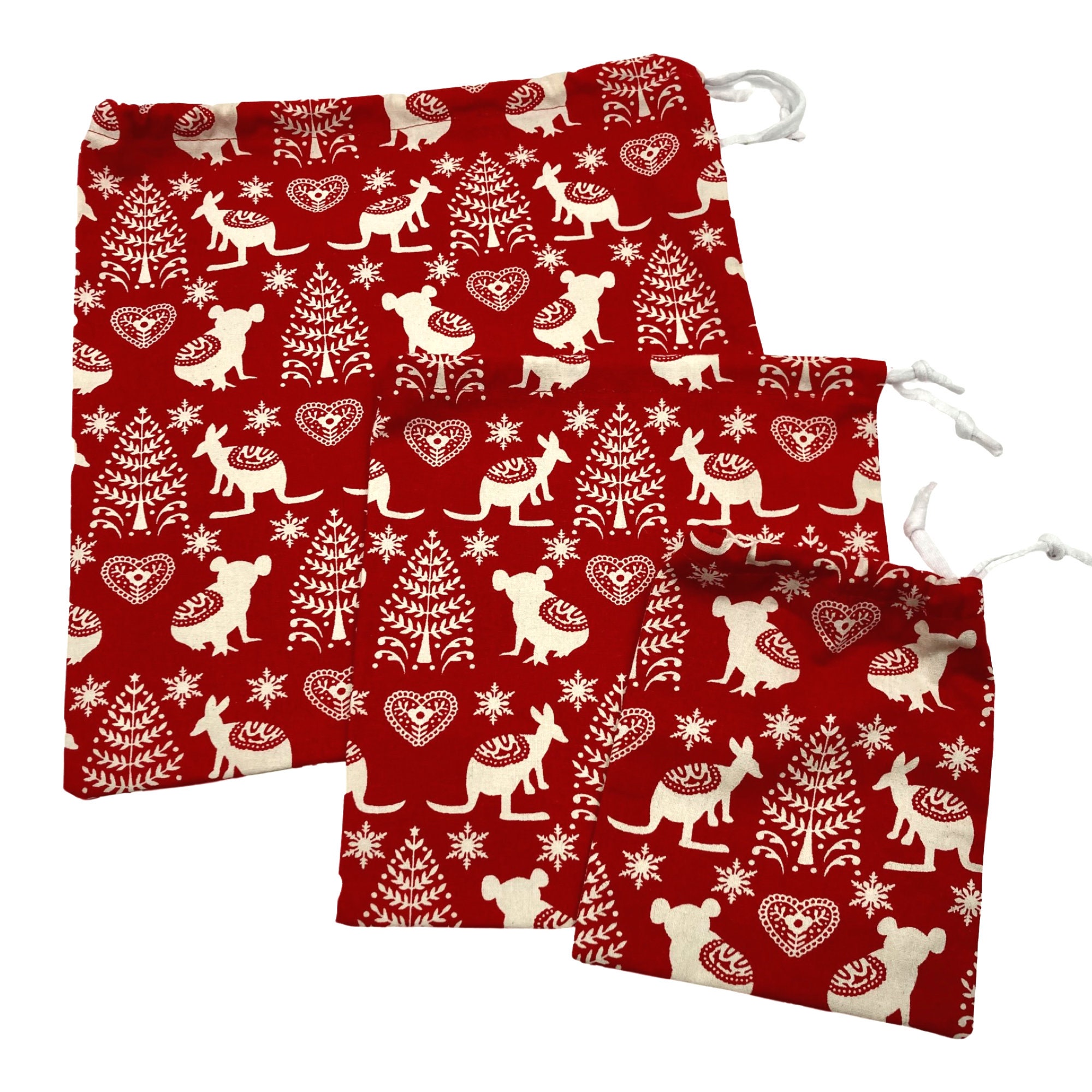 Christmas Bags Resuable Gift Bags Christmas Fabric Fabric - Etsy Australia