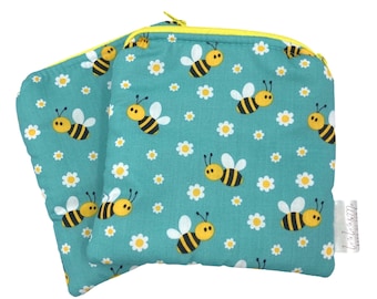 Handmade purse, bee fabric, coin purse, bee kind, zipper pouch, bee fabric