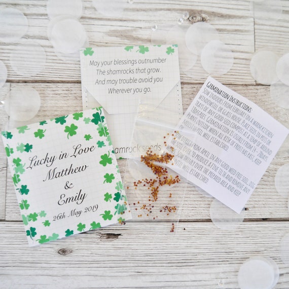 Irish Wedding Favours New Design Personalised Shamrock Seed Wedding Favors Pack of 10 Shamrock Favours Irish Favors Etsy UK