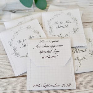 Custom Wedding Favour with Wreath Design: packs of 10 personalised wedding favours Customized Wedding Favors Teabag Wedding Favours image 2