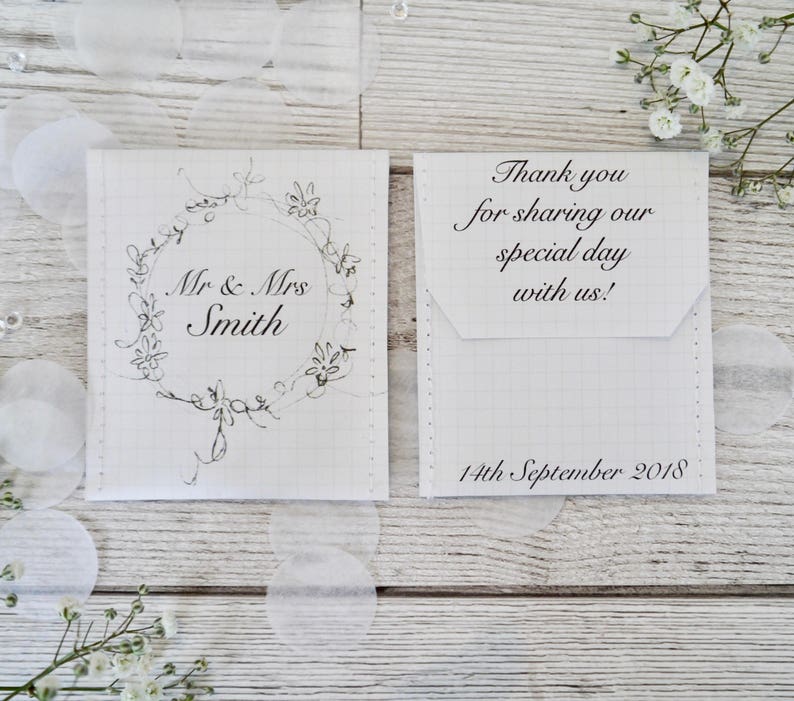 Custom Wedding Favour with Wreath Design: packs of 10 personalised wedding favours Customized Wedding Favors Teabag Wedding Favours image 4