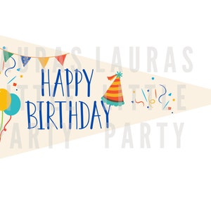 Printable Flag - Happy Birthday Confetti