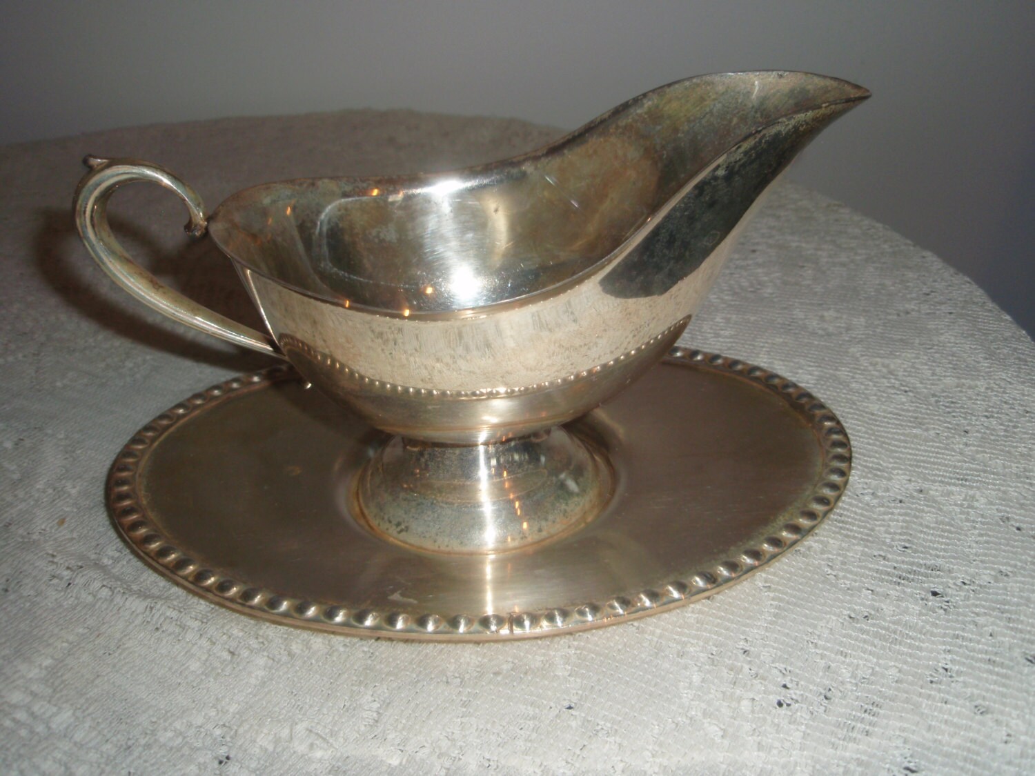 Silver Plate Gravy Boat and Tray Large silver gravy boat on Etsy