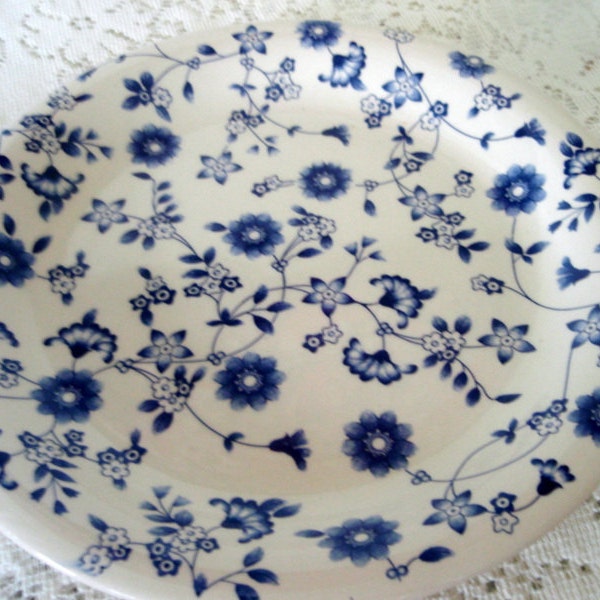 Blue and White Stoneware Platter or plate  Collectible Delft blue and white style platter