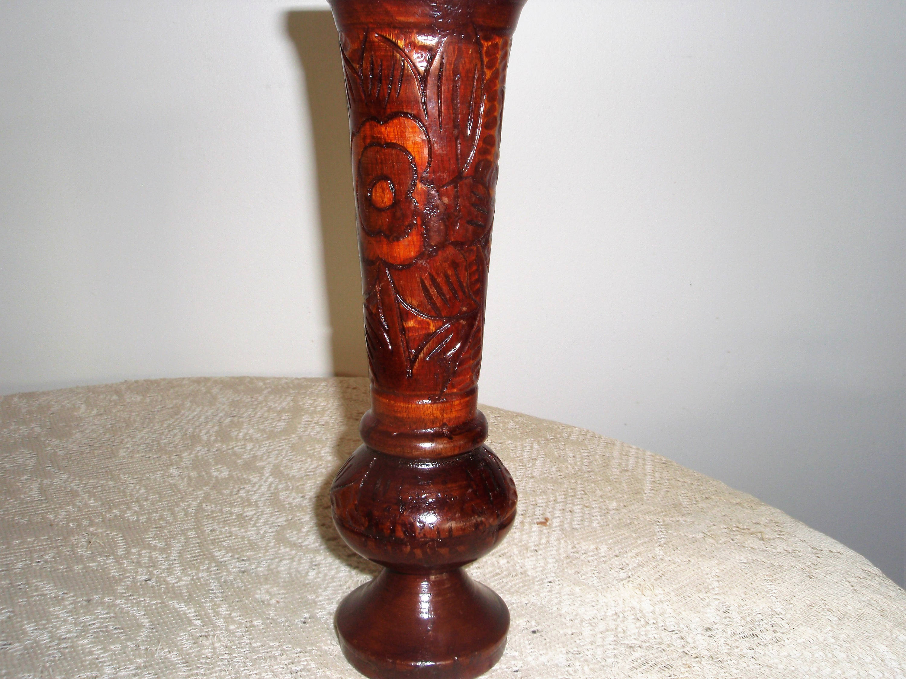 Exotic Wood Vase Carved wood vase with deep carved flowers 9 Etsy