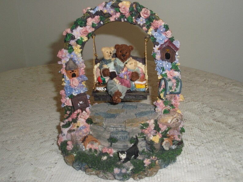 Teddy Bear Music Box Sankyo Teddy Bear Family On Swing Nursery Music Box Plays Happy Days Are Here Again