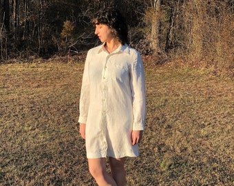 Button-up Linen Shirt Dress