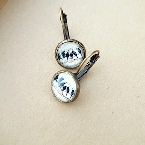 Music earrings,Bird earrings,Music note earrings,Gift for music teacher,Gift for musician,Music jewelry,Music student gift,Bird lover gift