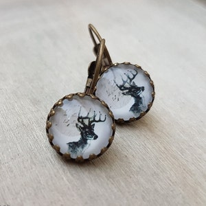 Hertenhert oorbellen, bos dierenoorbellen, jager cadeau, hertenhert sieraden, bosoorbellen, bossieraden, dierenliefhebber