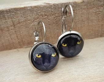 Orecchini Gatto Nero In Argento Sterling 925 - Gioielli Ipoallergenici Per Amanti Dei Gatti