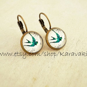 Swallows Drop swallow bird earrings Swallow earrings Bird jewelry Spring fashion Gift for her image 1