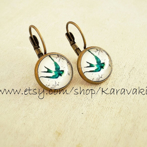 Swallows - Drop swallow bird earrings - Swallow earrings - Bird jewelry - Spring fashion - Gift for her -