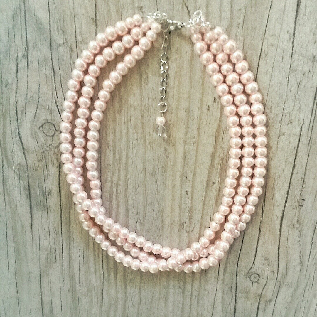 Blush Pearl Necklaceblush Wedding Jewelryblush Bridal Etsy