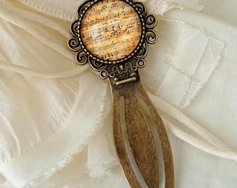 Old Music Sheet metal Bookmark, Teacher Student Gift