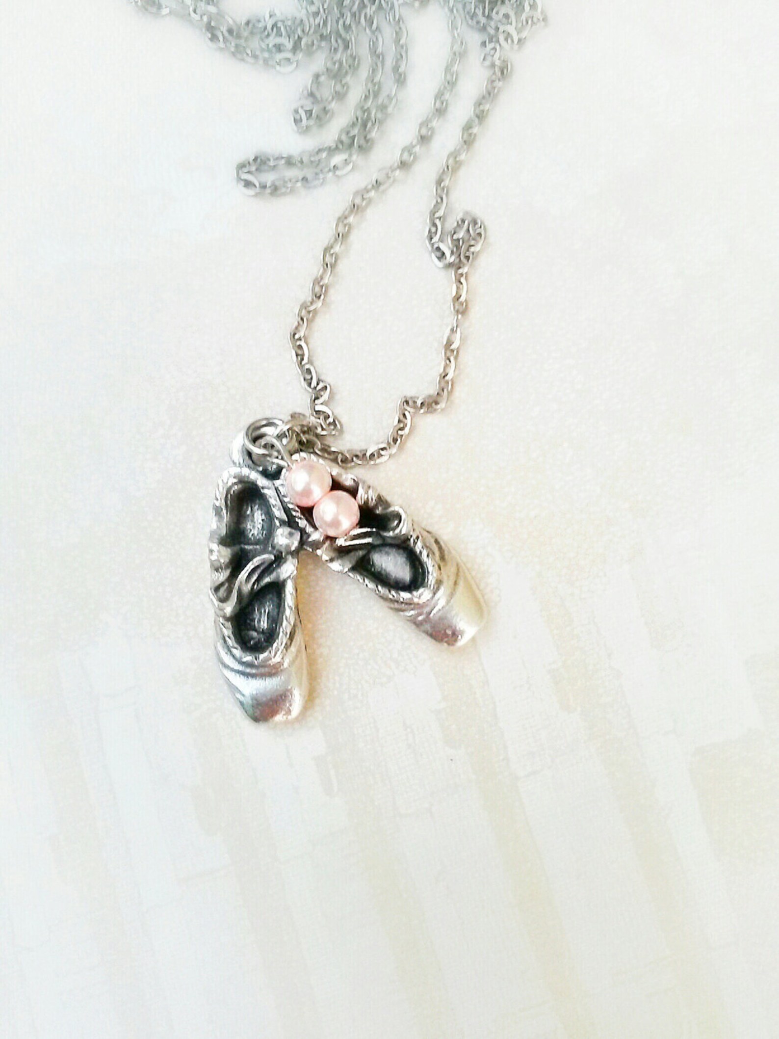 long layering ballet shoes necklace,point shoe necklace,gift for ballet teacher,ballerina gift,love ballet,gift for granddaughte