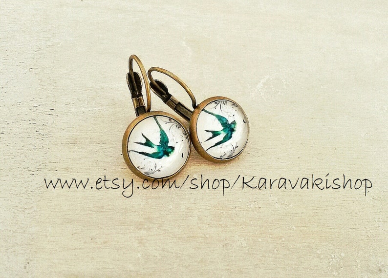 Swallows Drop swallow bird earrings Swallow earrings Bird jewelry Spring fashion Gift for her image 2