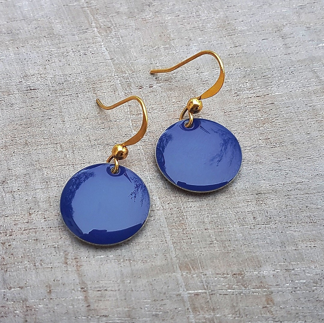 Ciondolo a cerchio per orecchini in oro, cinque lati con inserto in smalto blu lapislazzuli, pendenti per orecchini in smalto, 20*22 mm, 4 pezzi. - Italia
