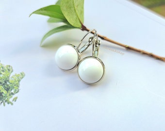 White drop earrings, Spring Summer jewelry gift for her, White jewelry, mother's day gift, Girlfriend wife gift, White jewelry gift for her