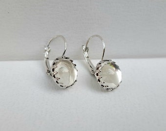 Crystal mirror glass earrings