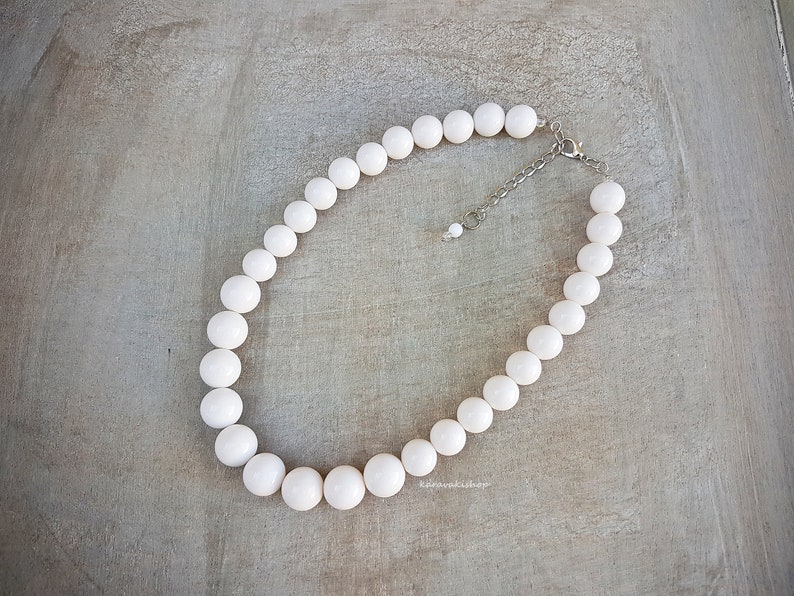 Simple white necklace, White jewelry, Gift for women,Gift for sister, for mother, Birthday gift,collier blanc image 4