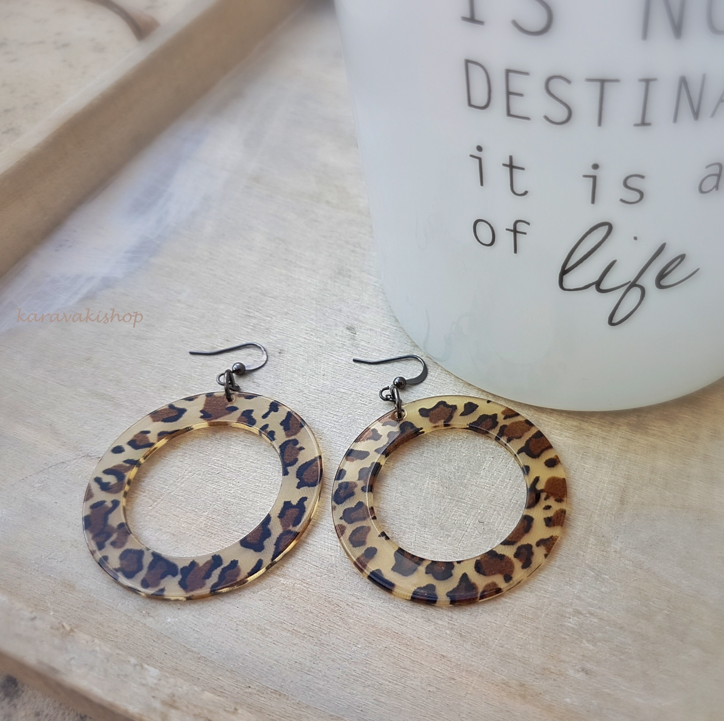 Orecchini pendenti grandi con stampa leopardata marrone anni '80 e '90 retrò boho oversize per donne regalo dichiarazione gioielli accessori per