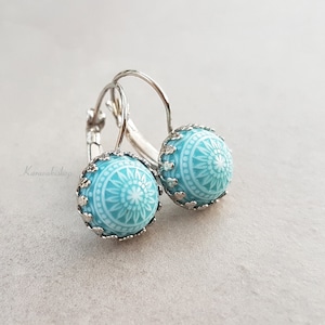 Light blue mosaic earrings,Mosaic earrings,Drop earrings,Gift ideas,Light blue earrings,Geometric earrings,Light blue jewelry
