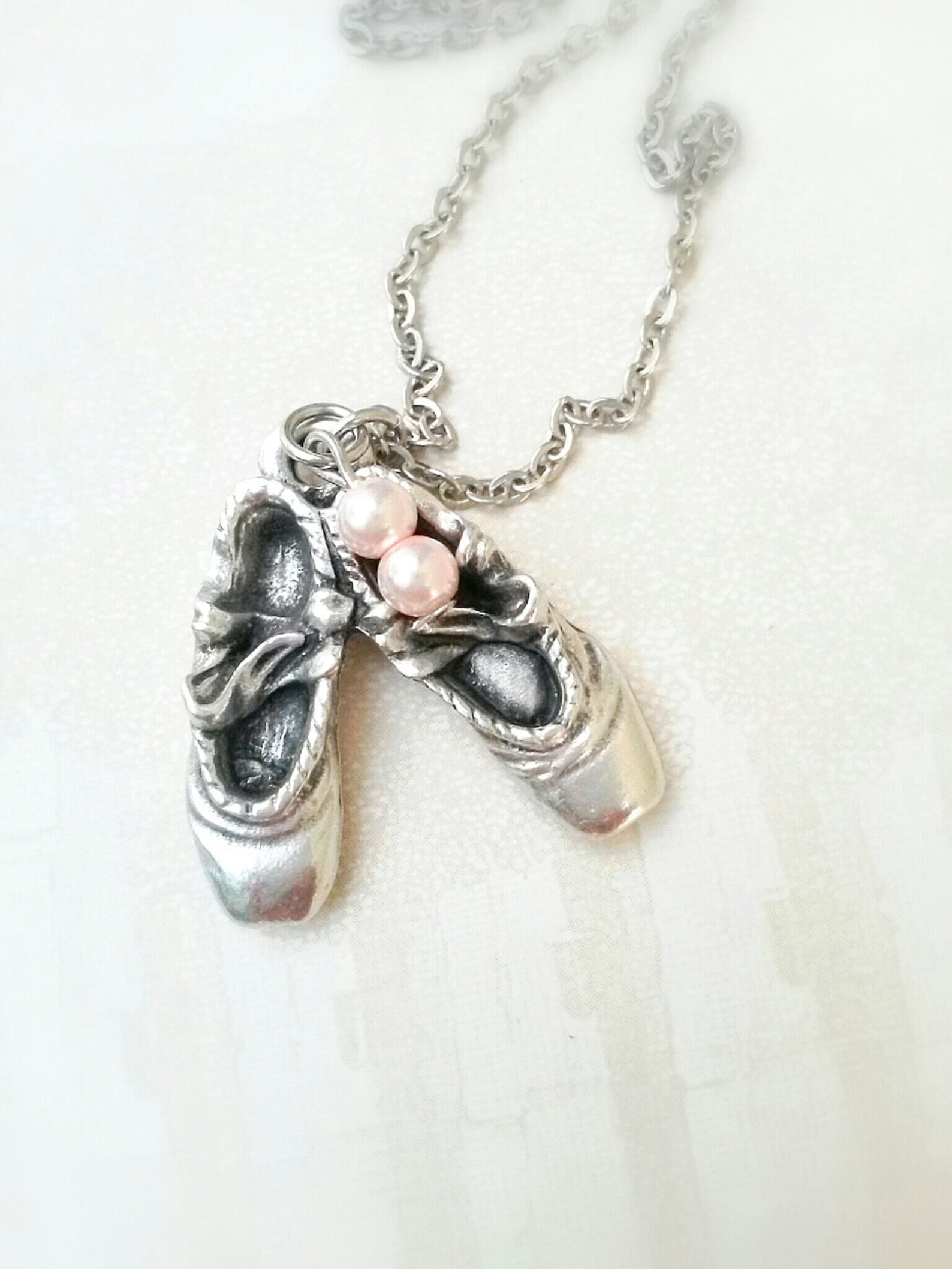 long layering ballet shoes necklace,point shoe necklace,gift for ballet teacher,ballerina gift,love ballet,gift for granddaughte