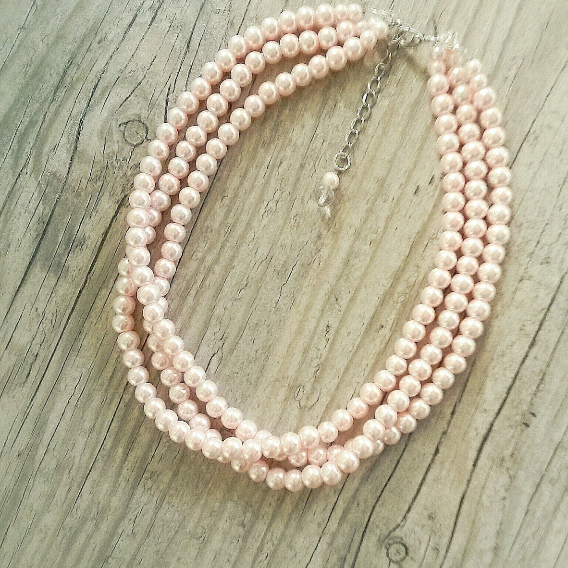 Blush Pearl Necklaceblush Wedding Jewelryblush Bridal Etsy