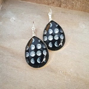 Phases of the moon earrings, Moon jewelry, gift for her
