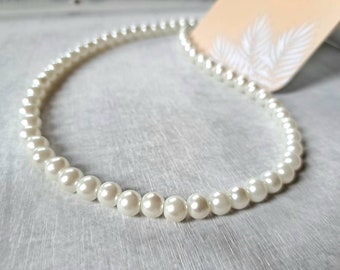 Simple Pearl necklace, Men's pearl necklace,Wedding pearl necklace, Bridal bridesmaid gift,Affordable wedding jewelry,