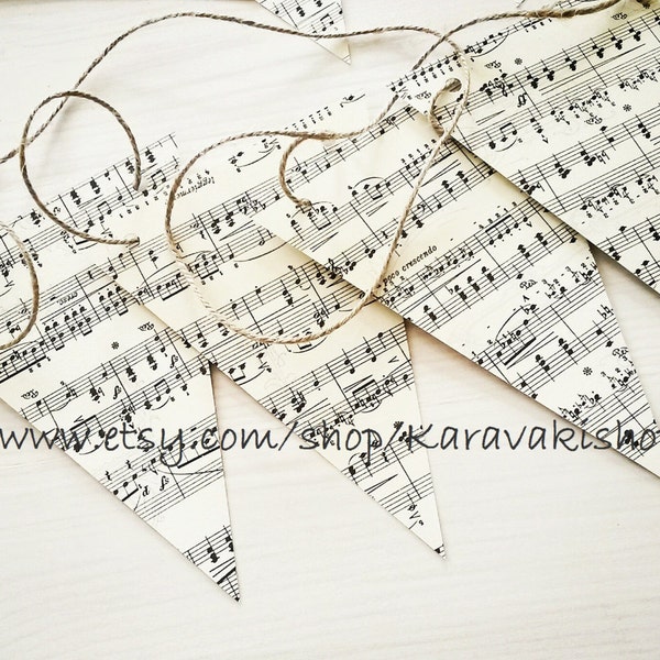 Music paper flags, Music theme wedding,Music teacher gift,Music party decor,music classroom decoration,Music banner bunting, Music pennants