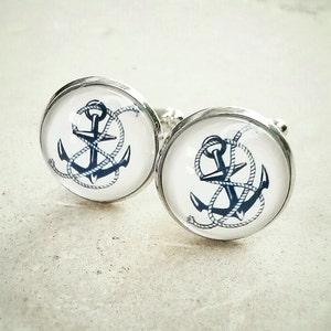 Anchor cufflinks, Nautical theme accessories, Marine cufflinks, Dad gift, Grandfather gift, Men&#39;s gift