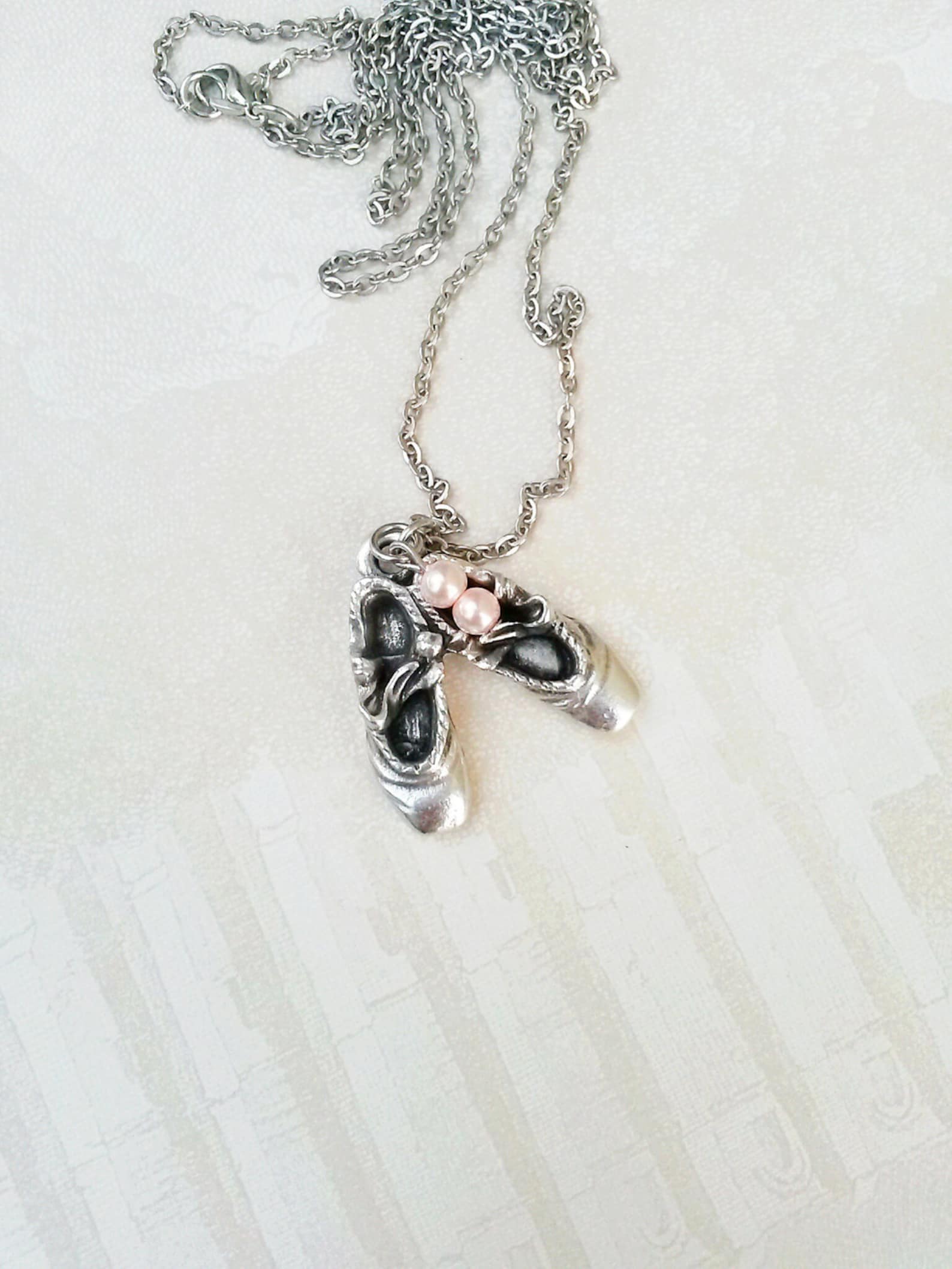 long layering ballet shoes necklace,point shoe necklace,gift for ballet teacher,ballerina gift,love ballet,gift for granddaughte